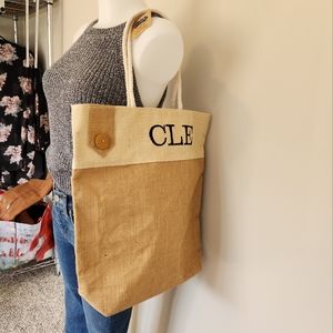 Custom Cleveland burlap tote